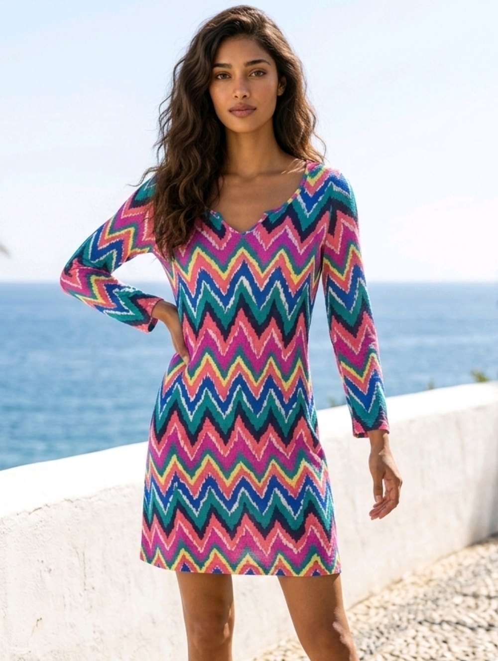 Lilly Pulitzer Hearts Flutter Gretchen Dress Colorful Chevron Pima Cotton Preppy